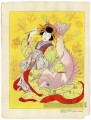 Ebisu Dieu du bonheur personnifie par une courtisane du Shimabara Kyoto Japon 1952 japonais